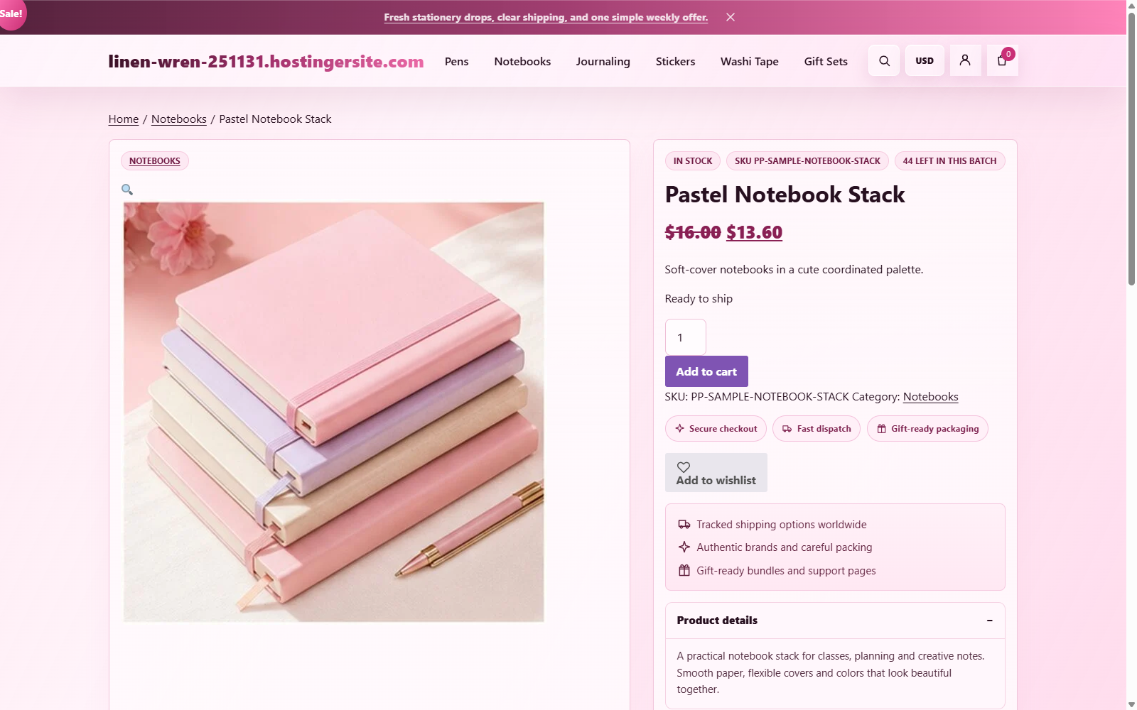 Pastel Notebook Product Page